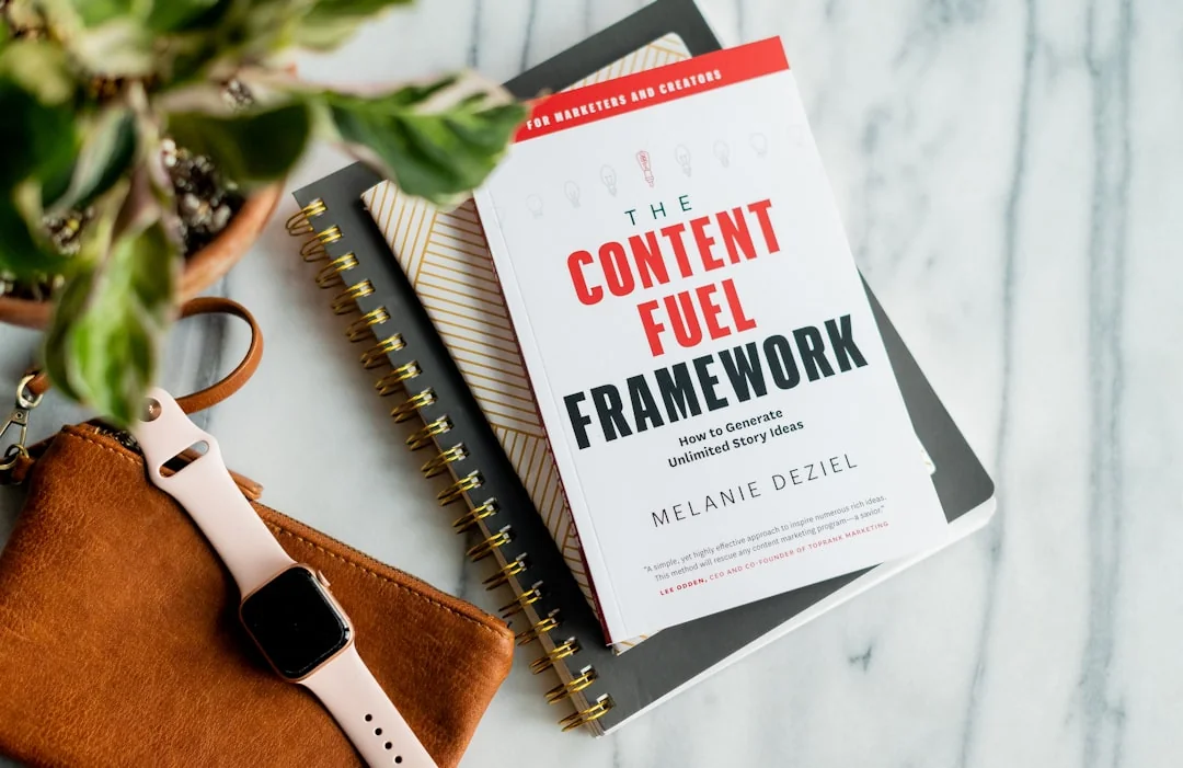 Close-up of SEO strategy planner with colorful sticky notes and a pencil on a notebook.